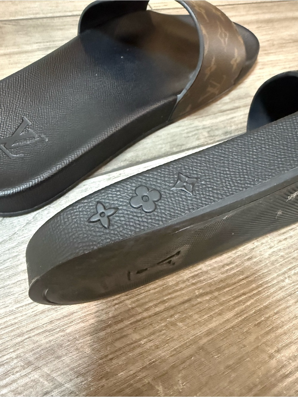 Louis Vuitton Brown & Black Monogram Slide Sandals - Picture 4 of 5